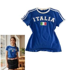 🇧🇷 NWT ITALIA Y2K Ringer Baby Tee - Size LARGE